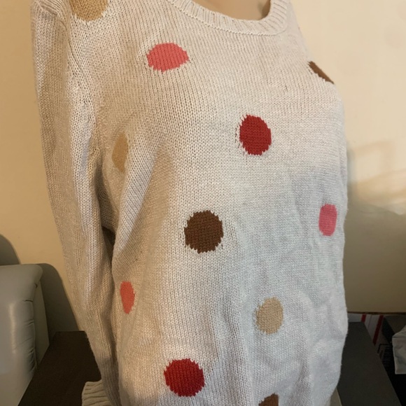 Lagenlook Fun Polka-Dot Sweater against Neutral Background! Multicolored Artsy - Picture 1 of 9